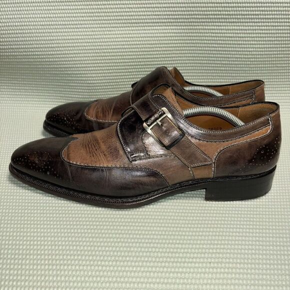 Mezlan Mosca Wingtip Loafer Monkstrap Shoes Genuine Antique Italian Calfskin main image 11